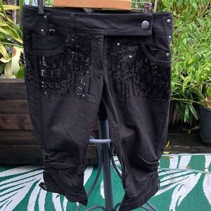 XOXO Black Sequin Capris